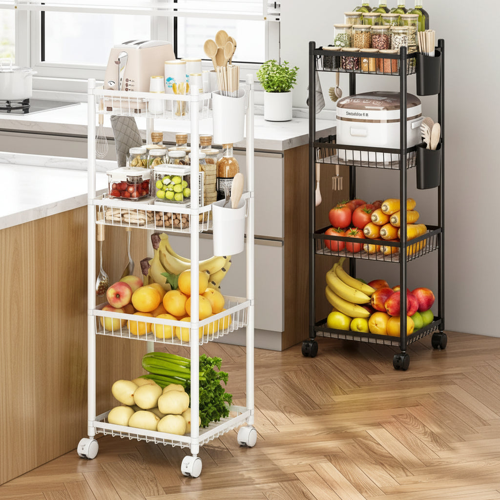 4 Tier Multifunctional Storage Rack Rolling Organizer Trolley