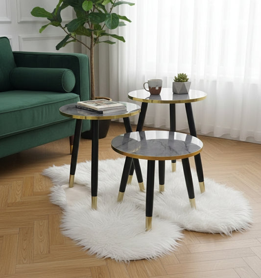 3-in-1 Nesting Marble Side Stools