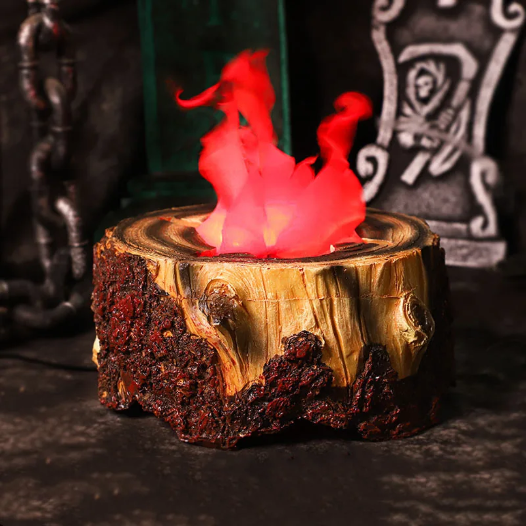 Electric Wooden Tree Stump Fireplace Decor