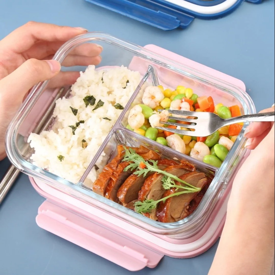 3 Grid Microwave Glass Lunch Box