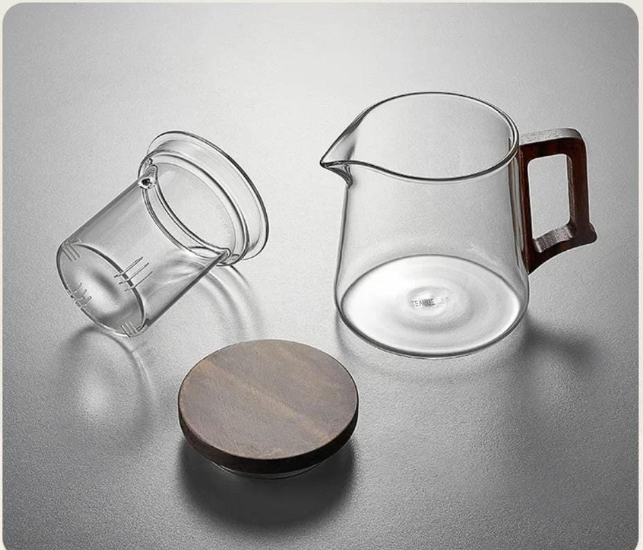 Borosilicate Glass Teapot With Walnut Handle