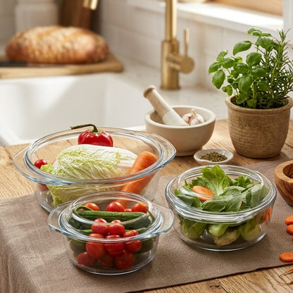 Glass Casserole 3 in 1 Food Storage Set