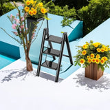 3-Step Black Foldable Ladder