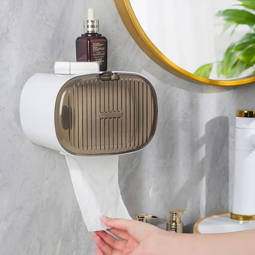 Tissue holder with built-in storage compartment