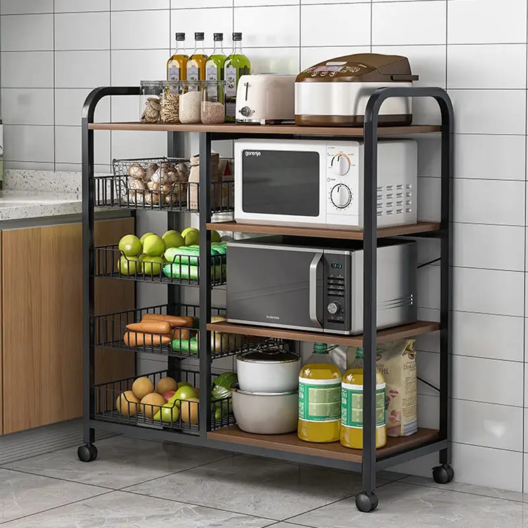 Metallic Kitchen Storage Rack With Wheels