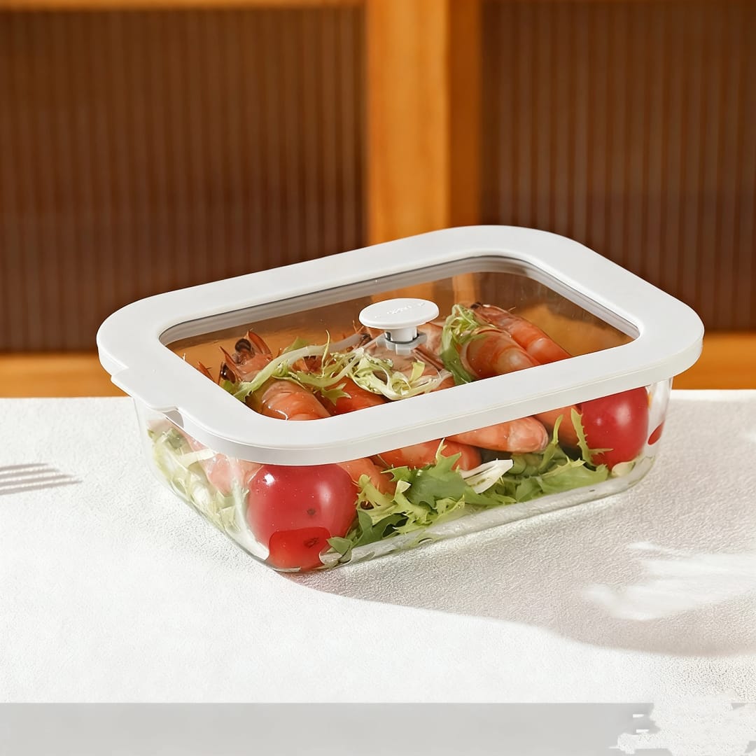 1040 ml Borosilicate glass lunch box with airtight lid, microwave and dishwasher safe