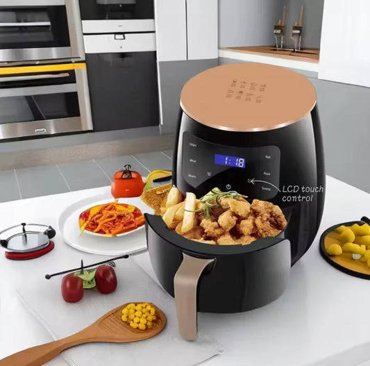 5-liter electric air fryer with LCD touch controls and 1400W power for healthier cooking.