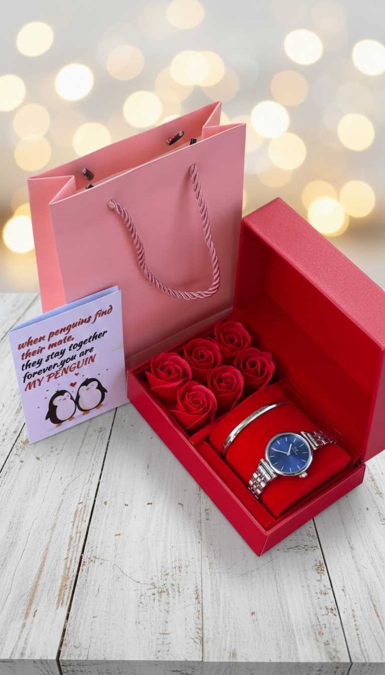 Ladies Watch & Rose Petals Gift Set