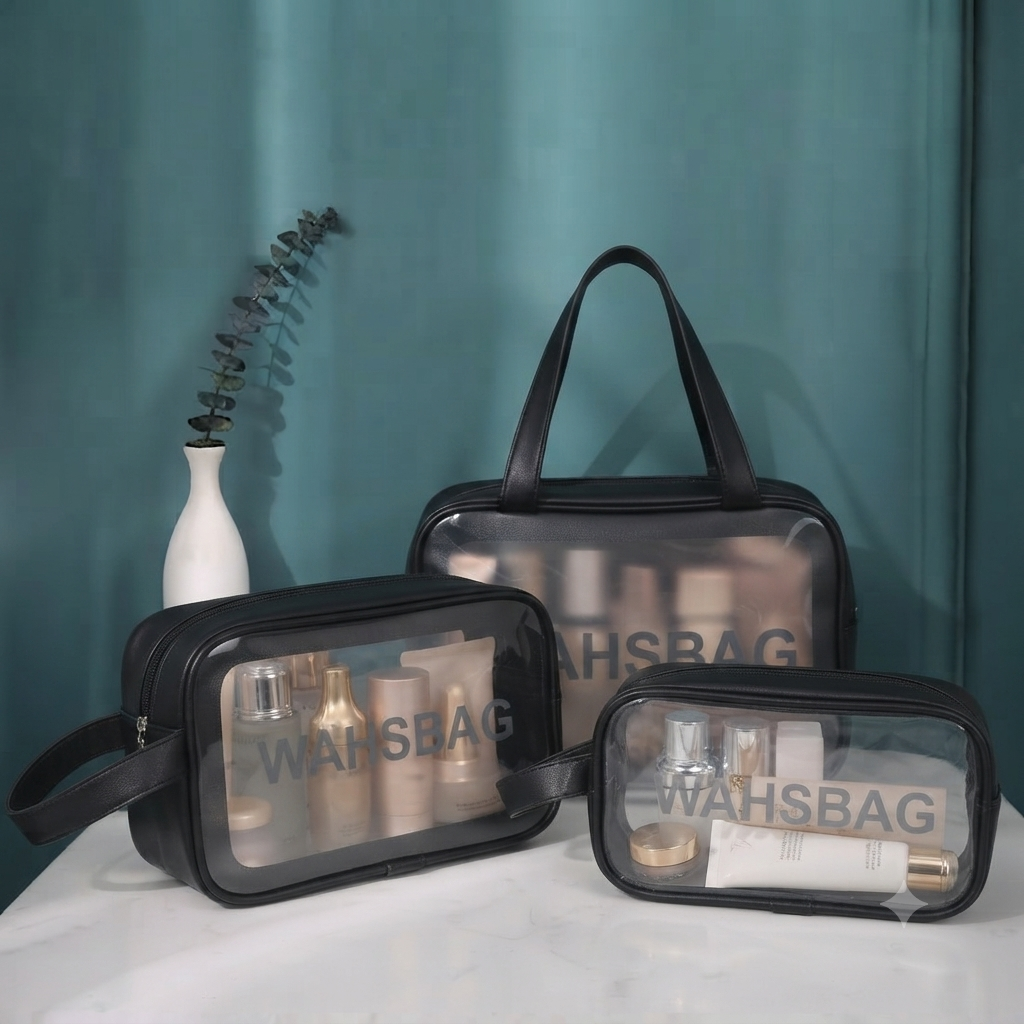 3 Piece Wash Bag and Cosmetic Set
