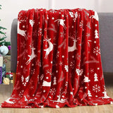 Flannel Christmas Throw  Snowflake Printed Winter Blanket