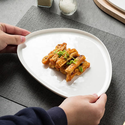 10 inch triangle disc plate with meteor texture for modern food presentation
