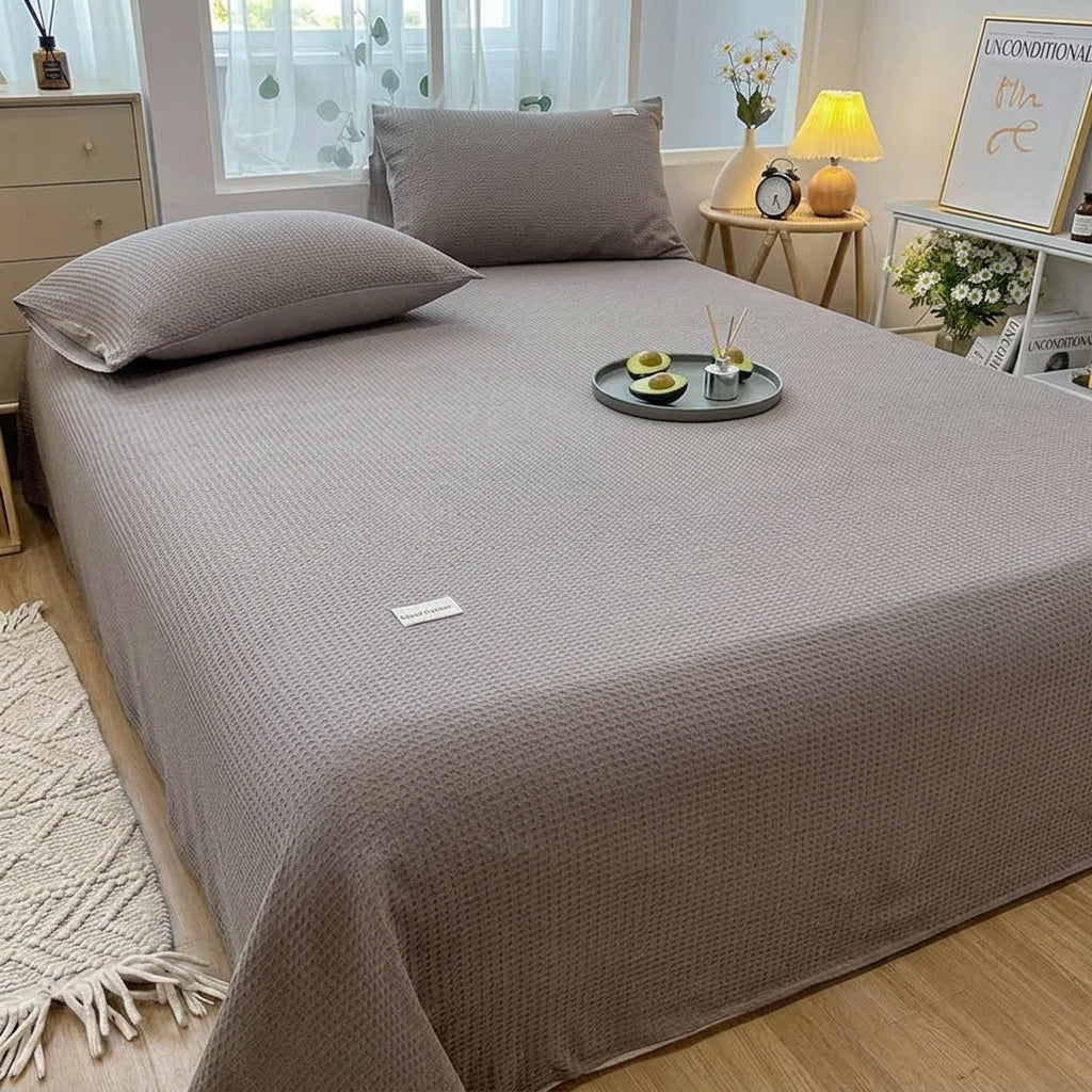 Waffle Bed Coverlet Set With Pillowcases