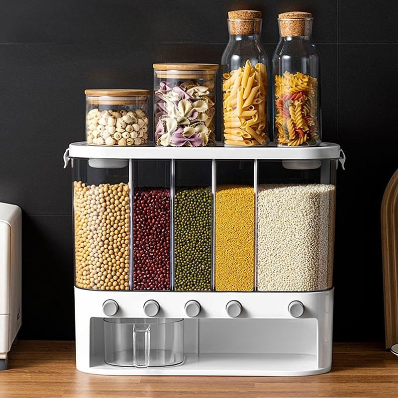 Acrylic Partitioned Rice & Cereal Dispenser
