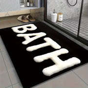 Black diatom bathroom mat measuring 50 × 80 cm with a highly absorbent surface and non slip rubber backing.