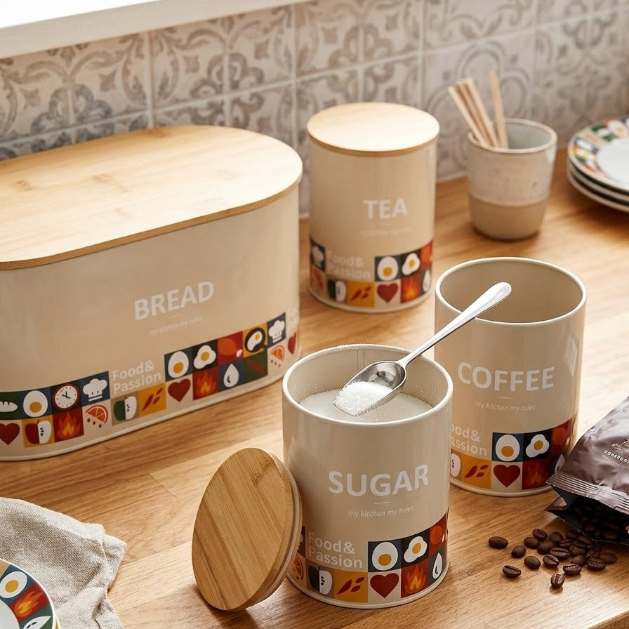 Storage Bin With 3 Piece Canister Set
