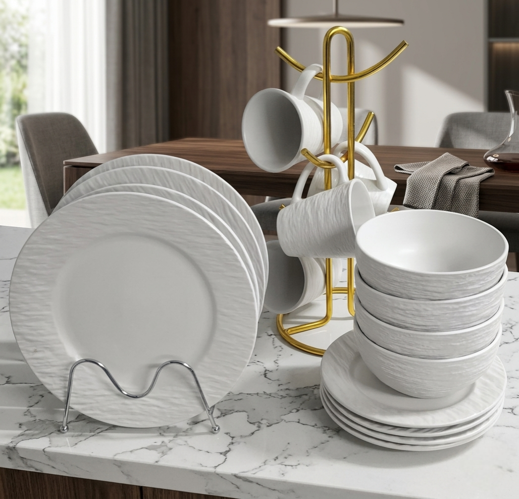 16 Piece Black Dinner Set