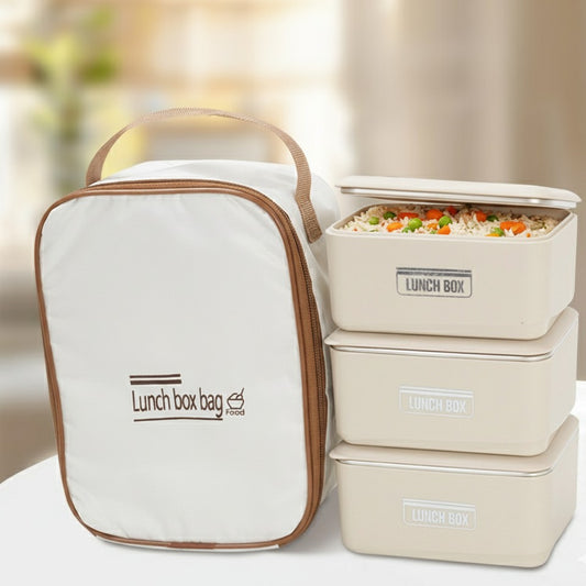 4 in 1 Insulated lunch box set with three containers and a lunch bag