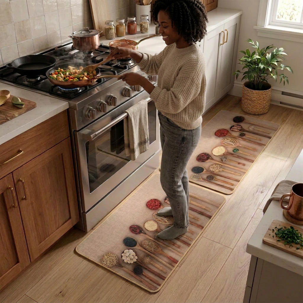 2 Piece Non Slip Kitchen Mat Set with Rubber Backing, 120 × 45cm and 75 × 45cm