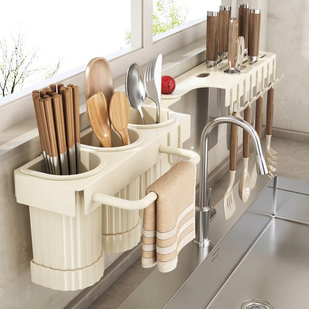 Multifunctional Wall Mounted Cutlery Storage Rack