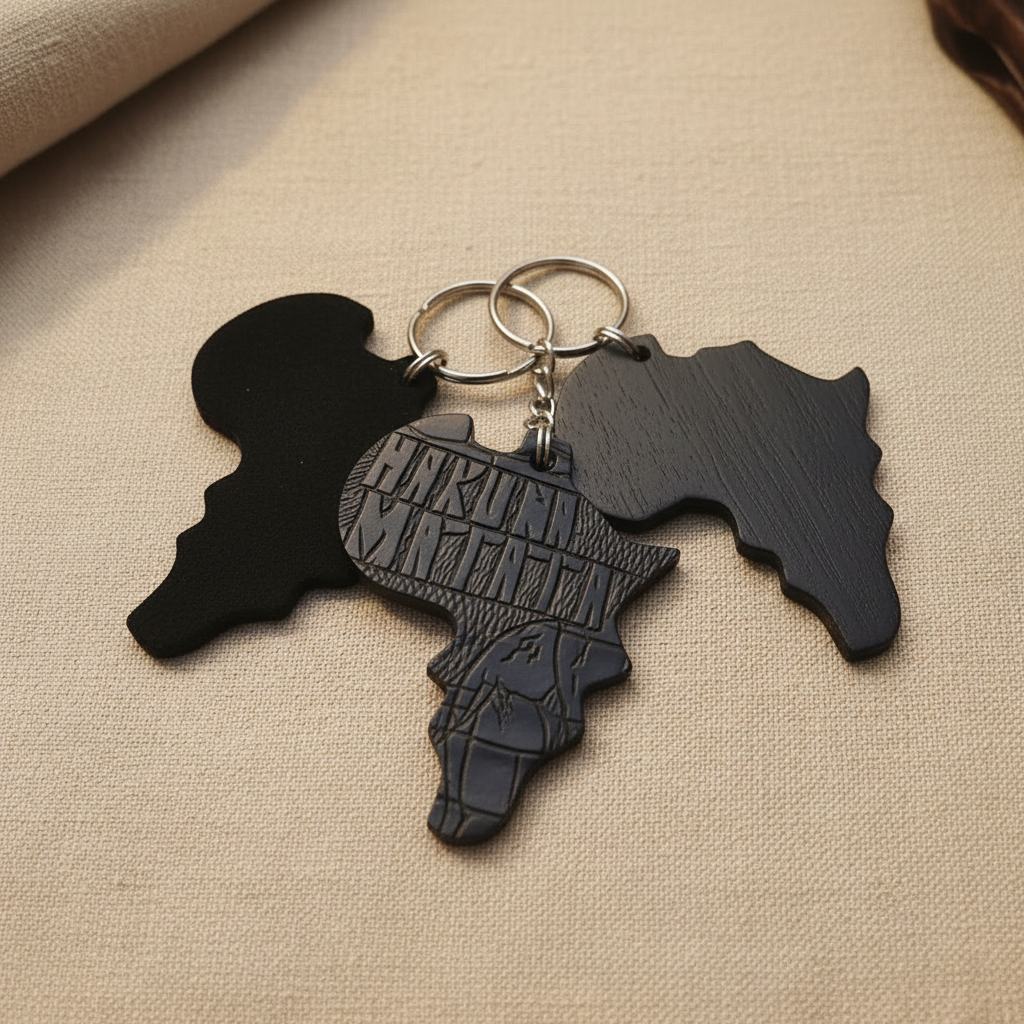 Wooden African Map Key Holder
