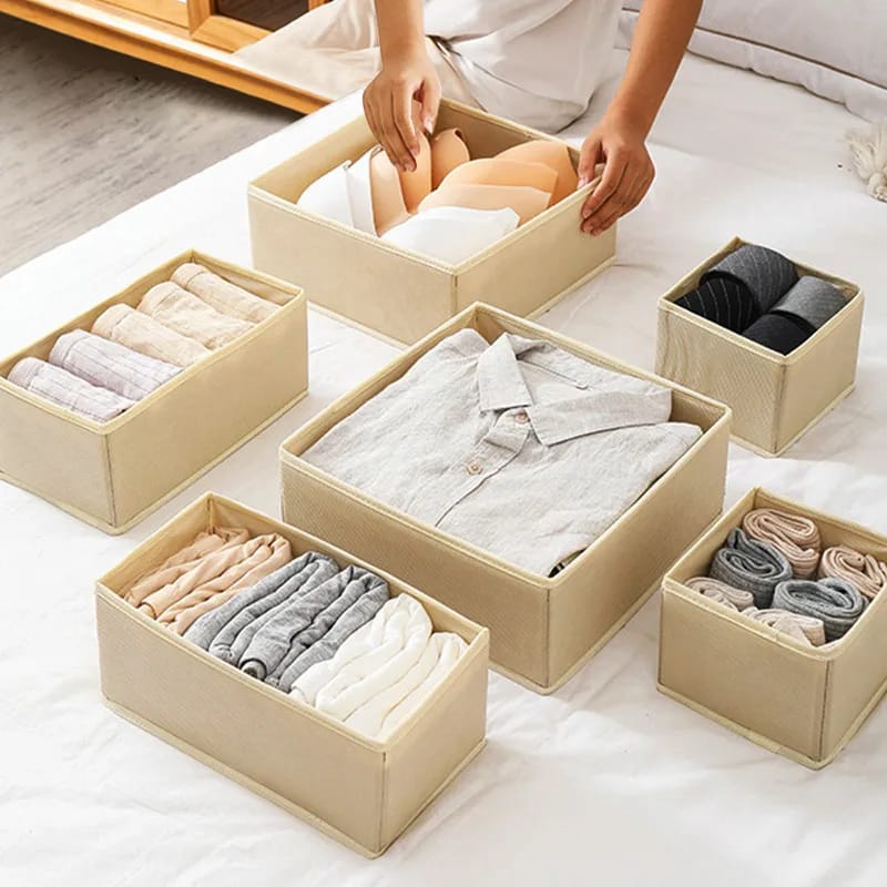 Foldable non-woven underwear storage boxes set for drawer organization