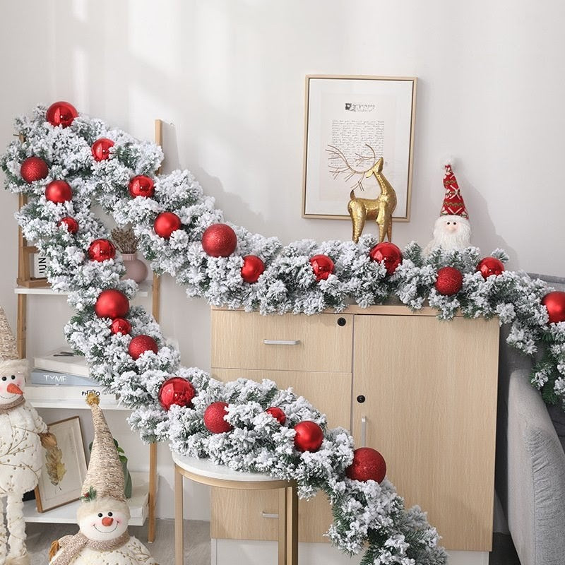 2.7M Christmas Pine Garland Snow Flocking Falling Cedar