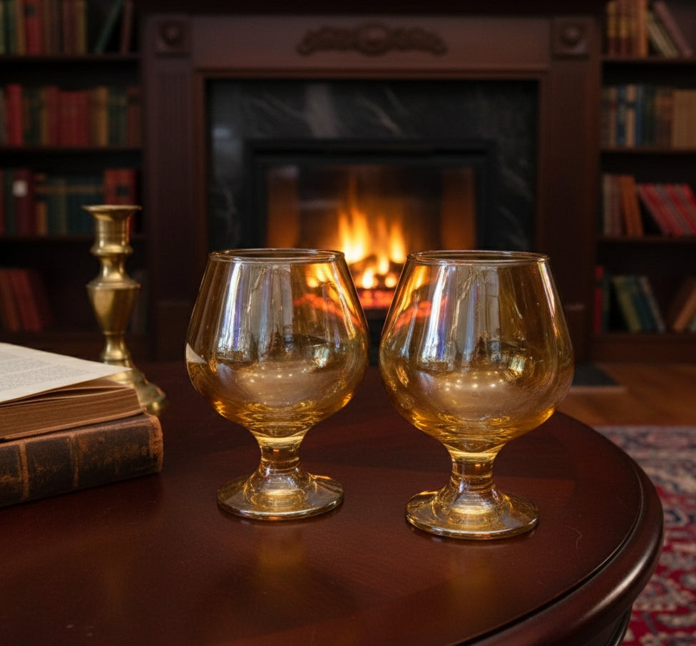 6Pcs Gold Cognac Glasses