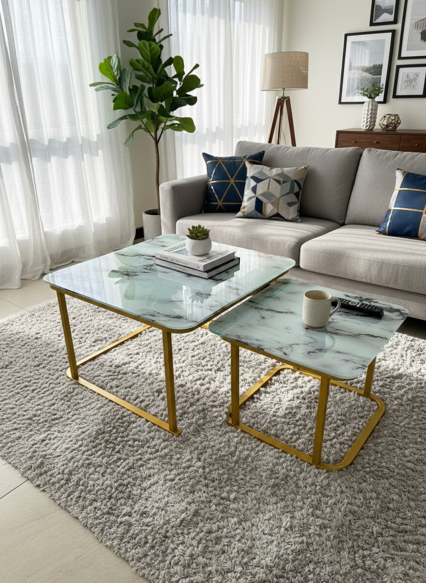 2-in-1 Glass nesting tables with minimalist design