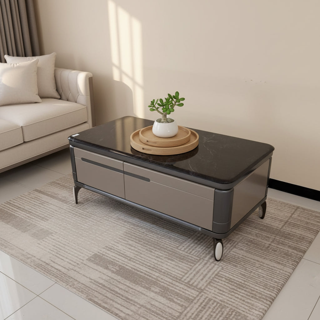 Dark Marble Coffee Table with Storage Drawers FCT1279