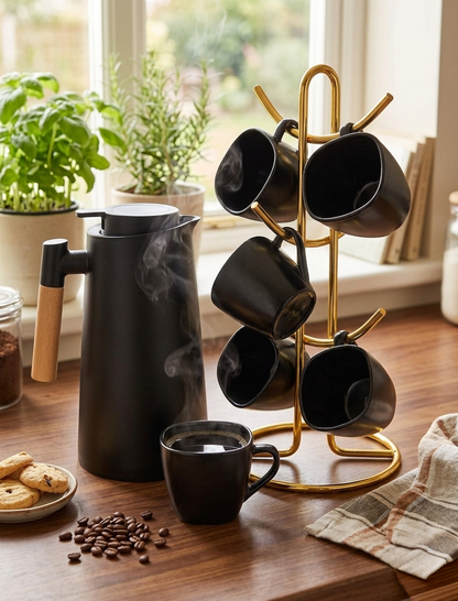 7-Piece Tea Set With Flask And Ceramic Cups