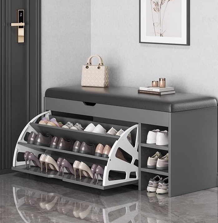 Bucket Flip Shoe Cabinet with Cushioned Seat