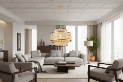 Bamboo Layered Pendant Lamp – Natural Wood Finish-PL WD25-24