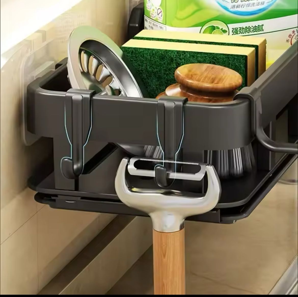 Kitchen Sink Drain Rack with Sponge Holder And Cutlery Tray