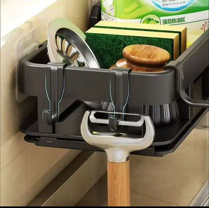 Kitchen Sink Drain Rack with Sponge Holder And Cutlery Tray