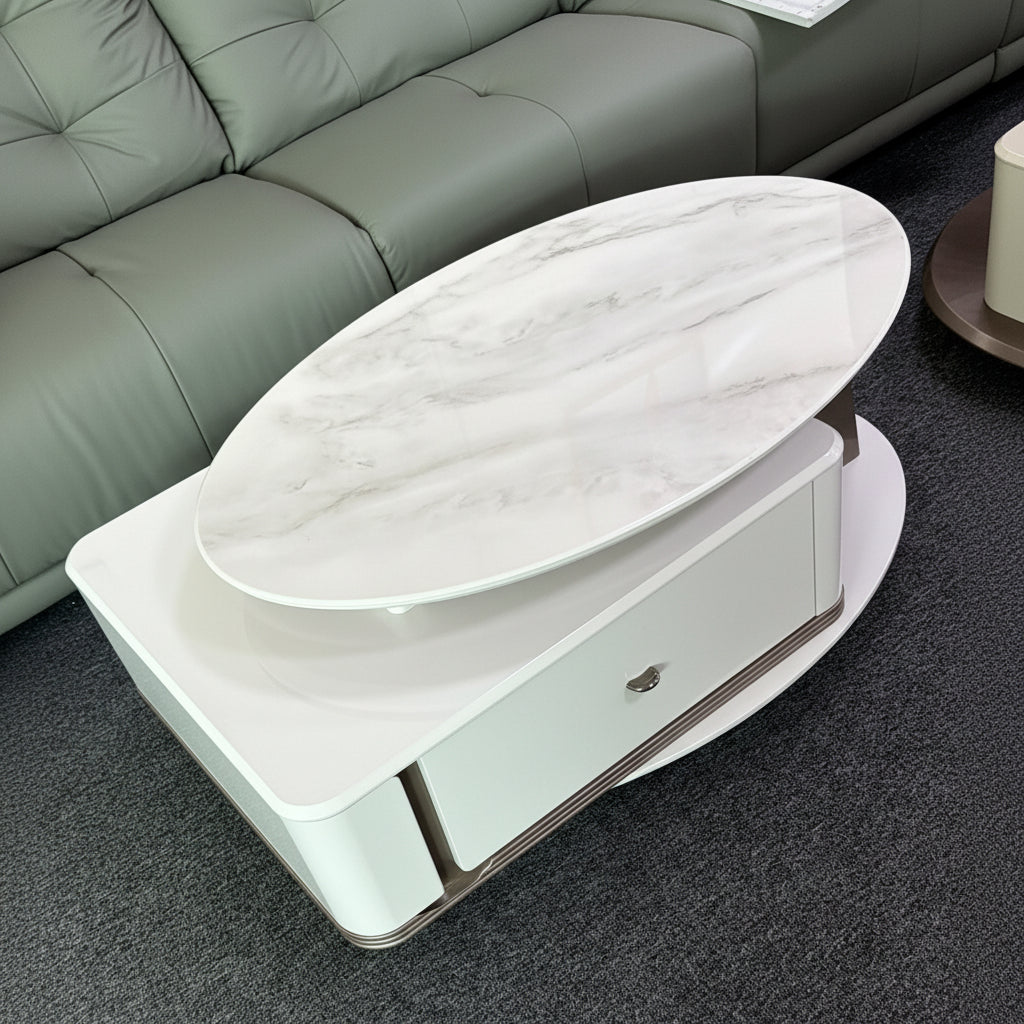 Porcelain Coffee Table with 2 Drawers