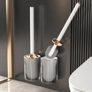 Long handle toilet cleaning brush with anti-mold draining design.