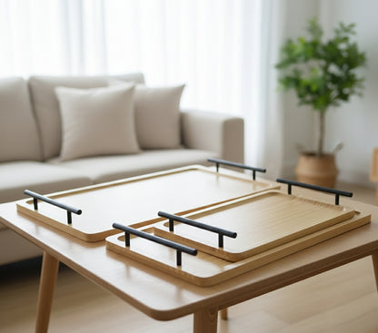 3 in 1 Bamboo Serving Tray With Handles
