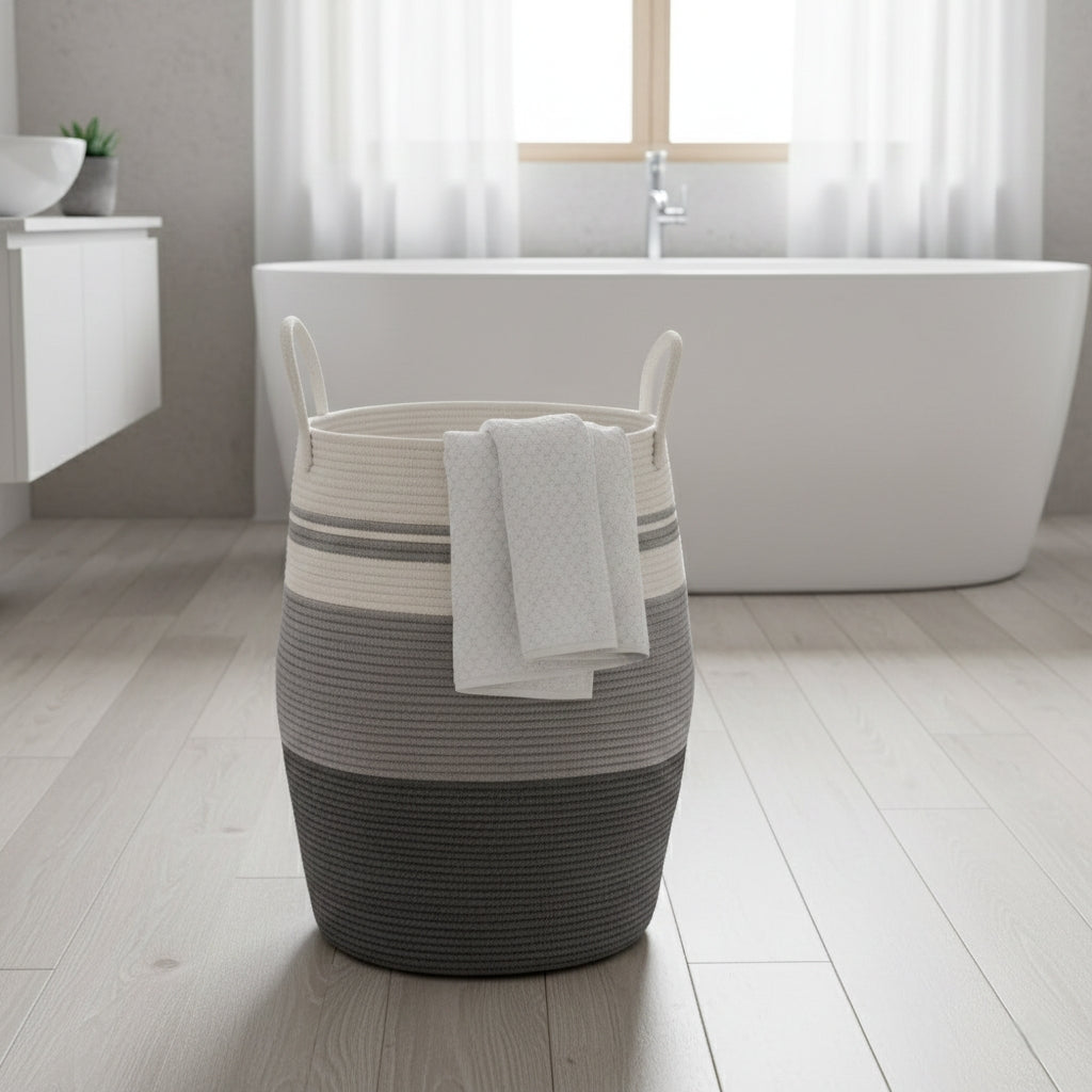 Cotton Rope Storage Basket With Handles