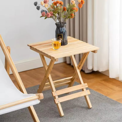 Wooden Folding Balcony Slatted Side Table