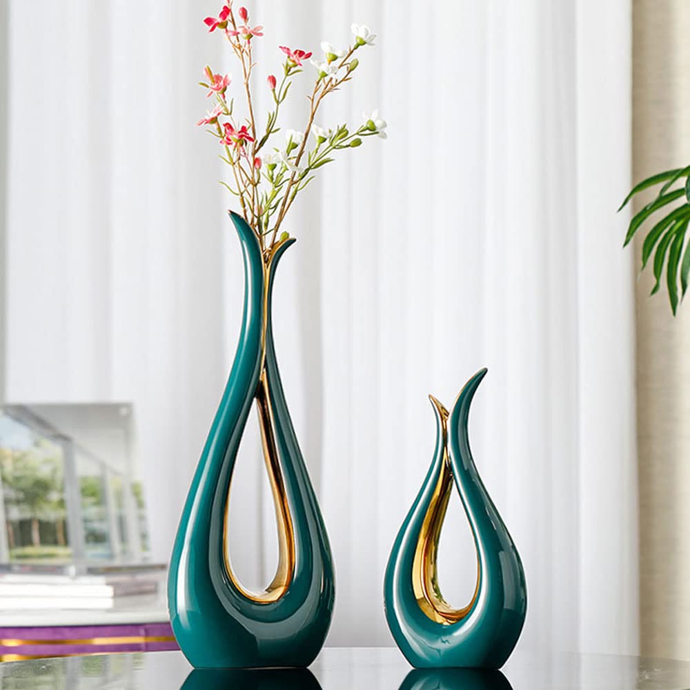 Set of 2 donut-shaped flower vases, decorative and modern, perfect for fresh or artificial flowers at home or office. 