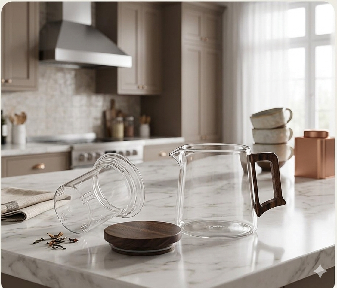 Borosilicate Teapot With Walnut Handle