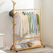 Natural bamboo cloth rack for hanging garments