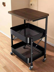 Multi purpose rolling storage cart with shelves and wheels for home and office organization