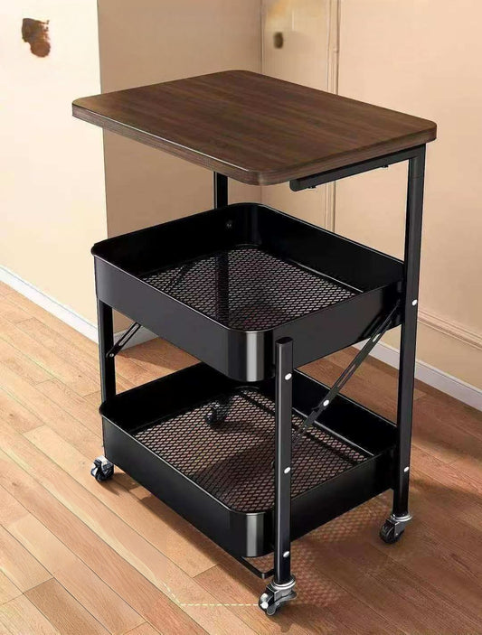Multi purpose rolling storage cart with shelves and wheels for home and office organization