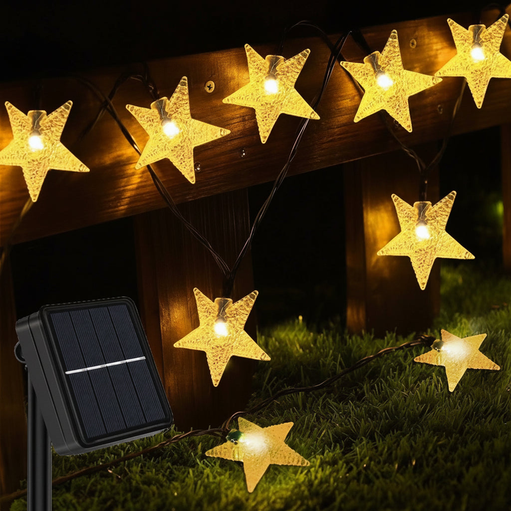 Solar Powered Outdoor Star Fairy Lights 12M 100 LED Stars