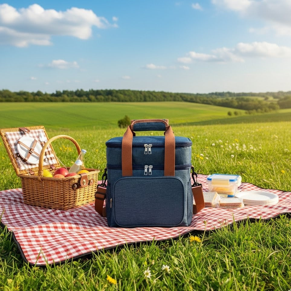 Double Compartment  Insulated Lunch Bag