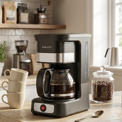 Sokany SK-04045 750ml electric drip coffee maker with glass carafe and keep warm plate.