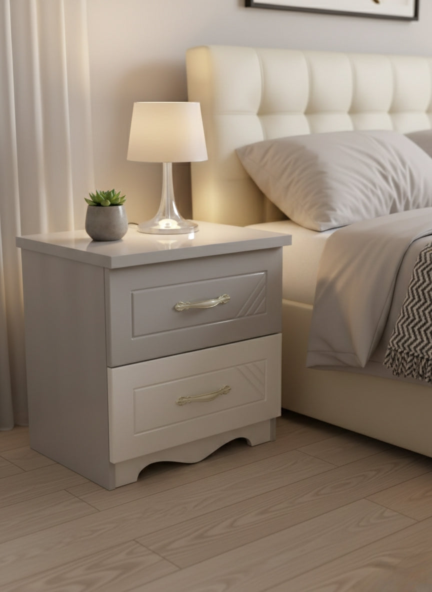 Solid wood bedside table nightstand in Nordic light luxury style, measuring 50 × 40 × 48 cm.