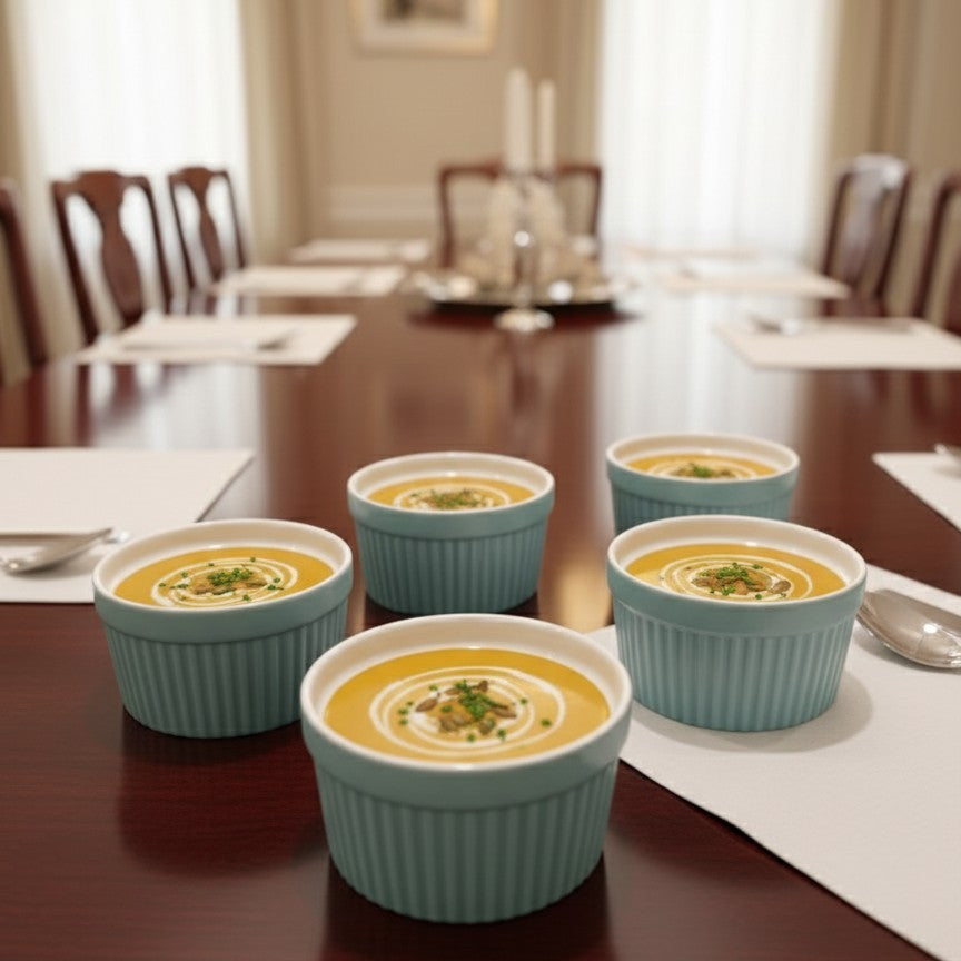 6Pcs Blue Ceramic Dessert Bowls