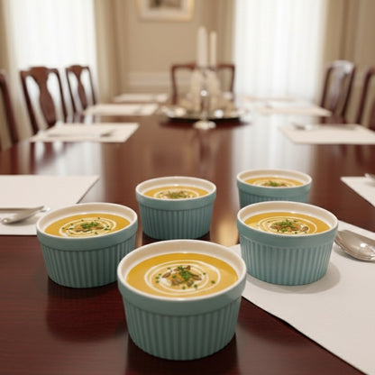 6Pcs Blue Ceramic Dessert Bowls